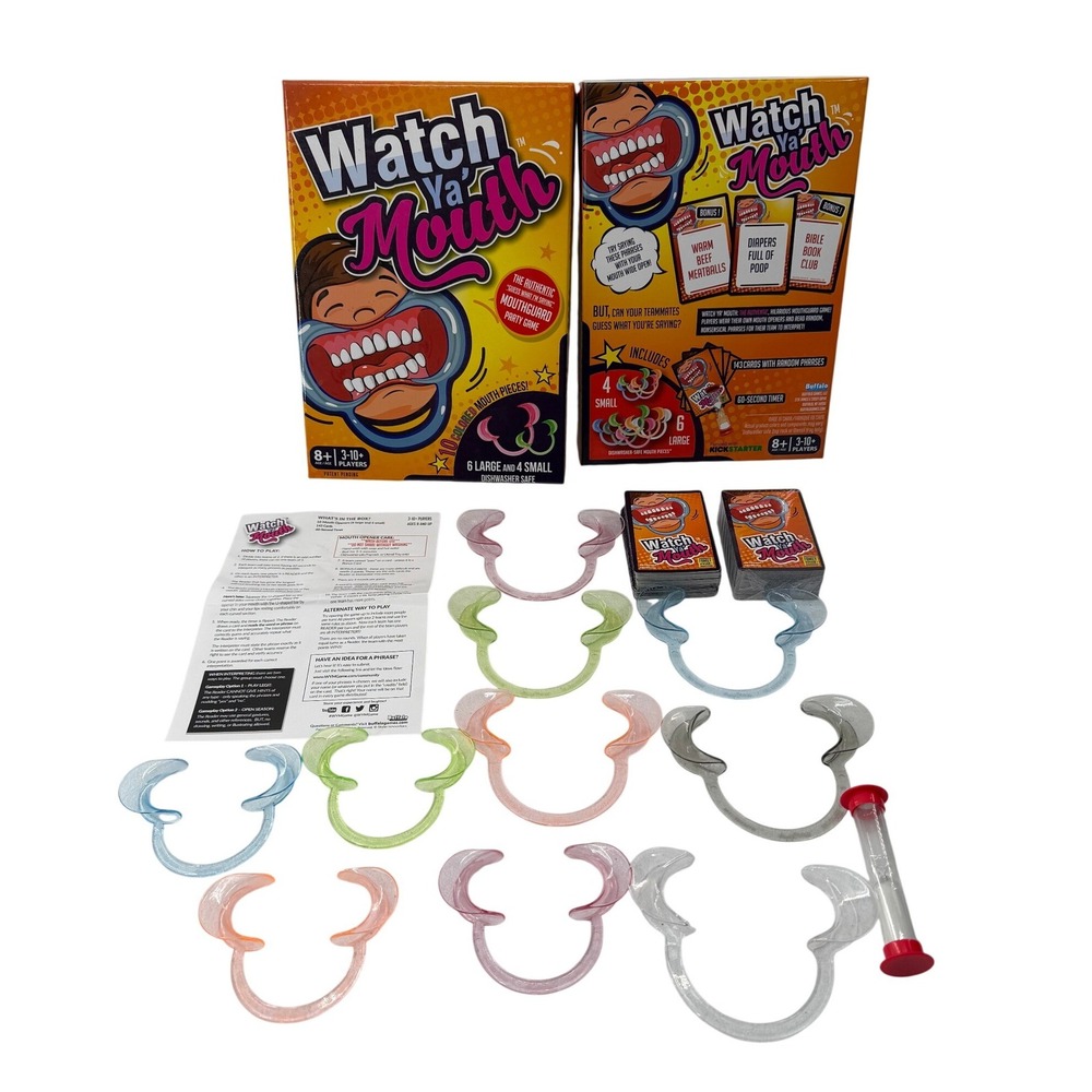 Buffalo Games Watch Ya' Mouth Party Game Authentic Mouthguard 143 Cards Ages 8+